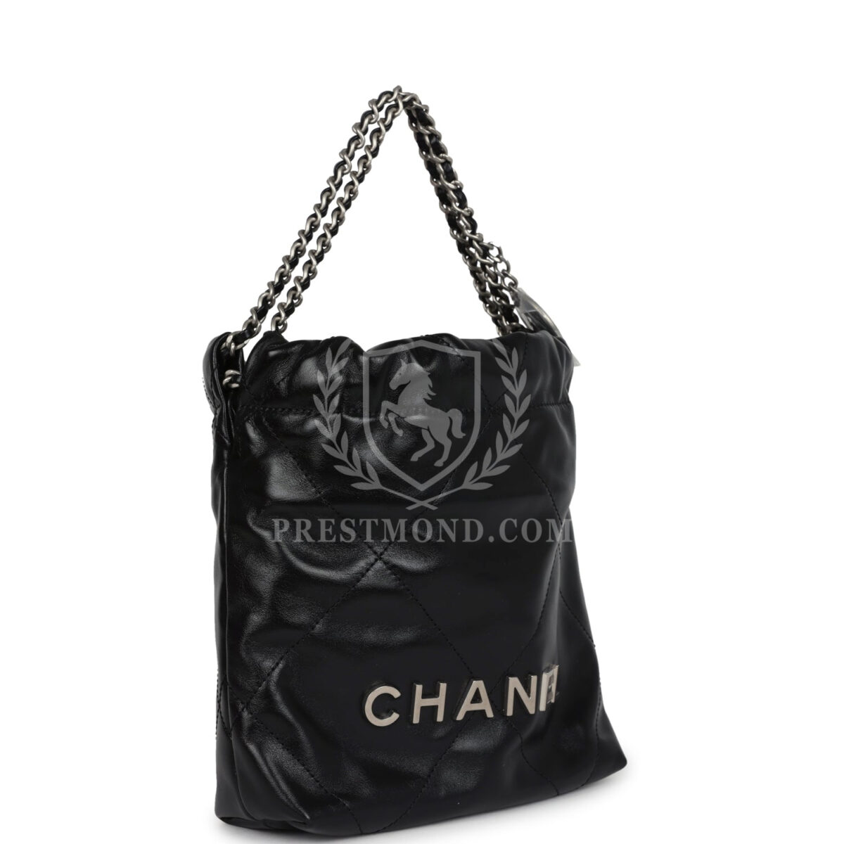 Chanel Mini 22 Bag Black Shiny Calfskin Brushed Silver Hardware — изображение 2