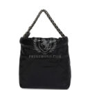 Chanel Mini 22 Bag Black Shiny Calfskin Brushed Silver Hardware