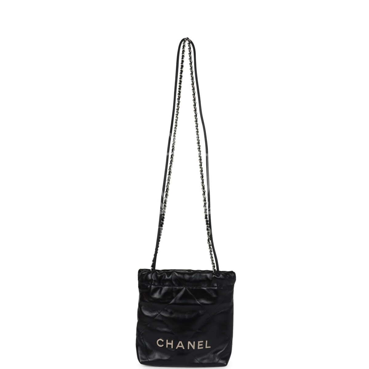 Chanel Mini 22 Bag Black Shiny Calfskin Brushed Silver Hardware — изображение 6