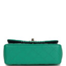 Chanel Classic Mini Rectangular Top Handle Flap Bag Green/Navy Blue Lambskin Light Gold Hardware