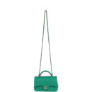 Chanel Classic Mini Rectangular Top Handle Flap Bag Green/Navy Blue Lambskin Light Gold Hardware