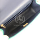 Chanel Classic Mini Rectangular Top Handle Flap Bag Green/Navy Blue Lambskin Light Gold Hardware