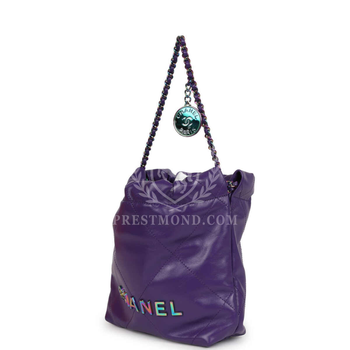 Chanel Mini 22 Bag Dark Purple Lambskin Rainbow Hardware — изображение 2
