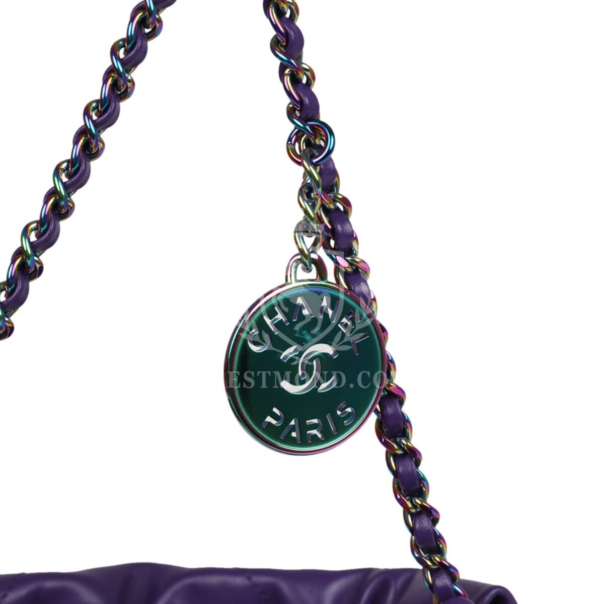 Chanel Mini 22 Bag Dark Purple Lambskin Rainbow Hardware — изображение 5