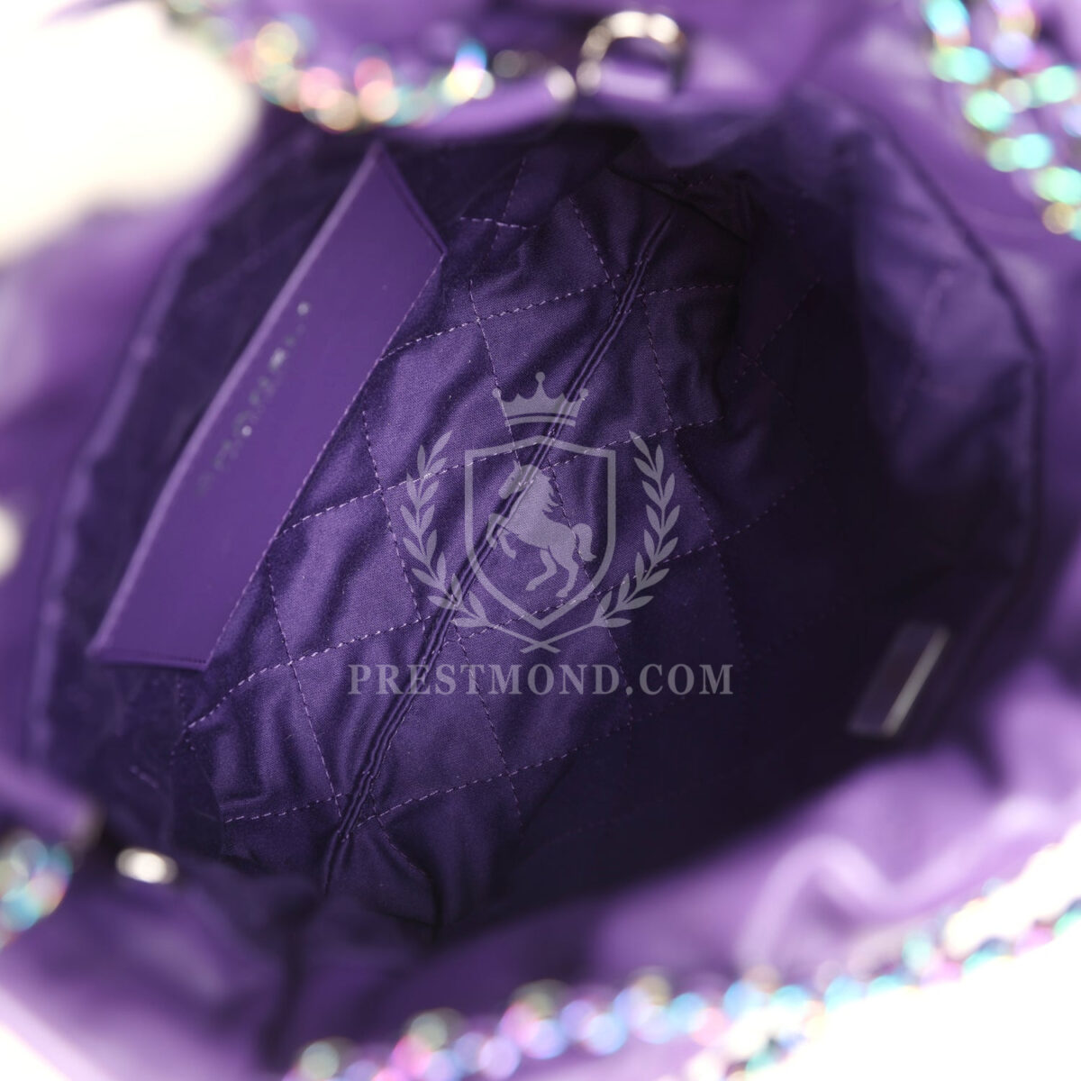 Chanel Mini 22 Bag Dark Purple Lambskin Rainbow Hardware — изображение 8