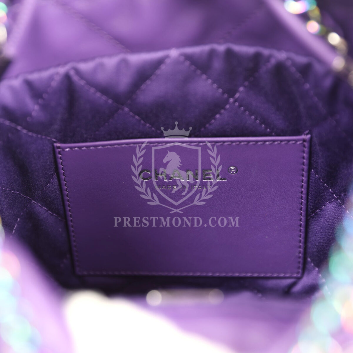 Chanel Mini 22 Bag Dark Purple Lambskin Rainbow Hardware — изображение 9