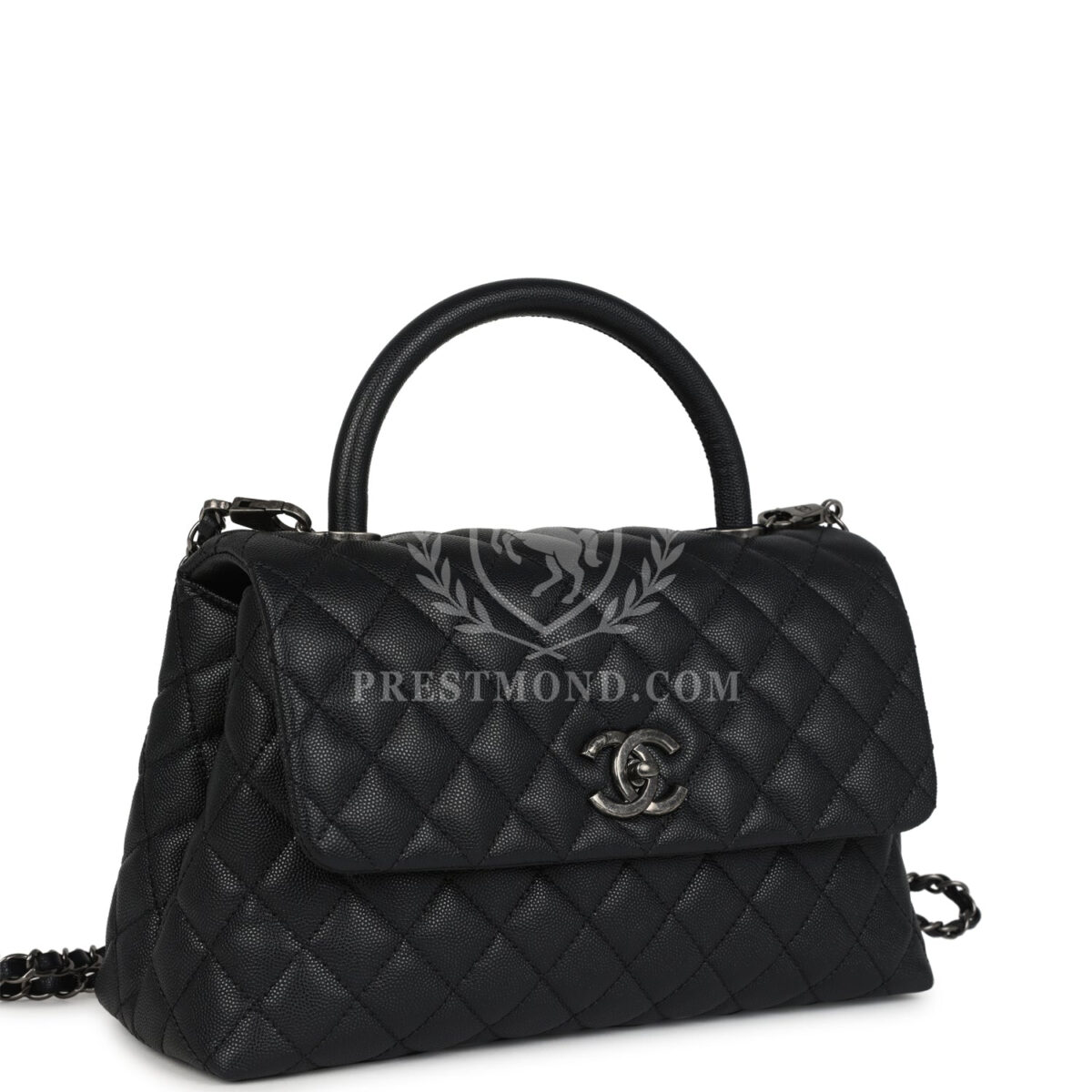 Chanel Medium Coco Top Handle Black Caviar Aged Ruthenium Hardware — изображение 2