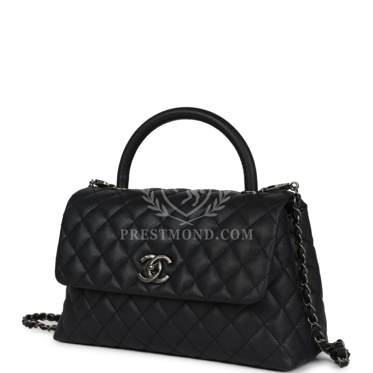 Chanel Medium Coco Top Handle Black Caviar Aged Ruthenium Hardware — изображение 5