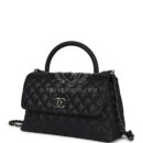 Chanel Medium Coco Top Handle Black Caviar Aged Ruthenium Hardware