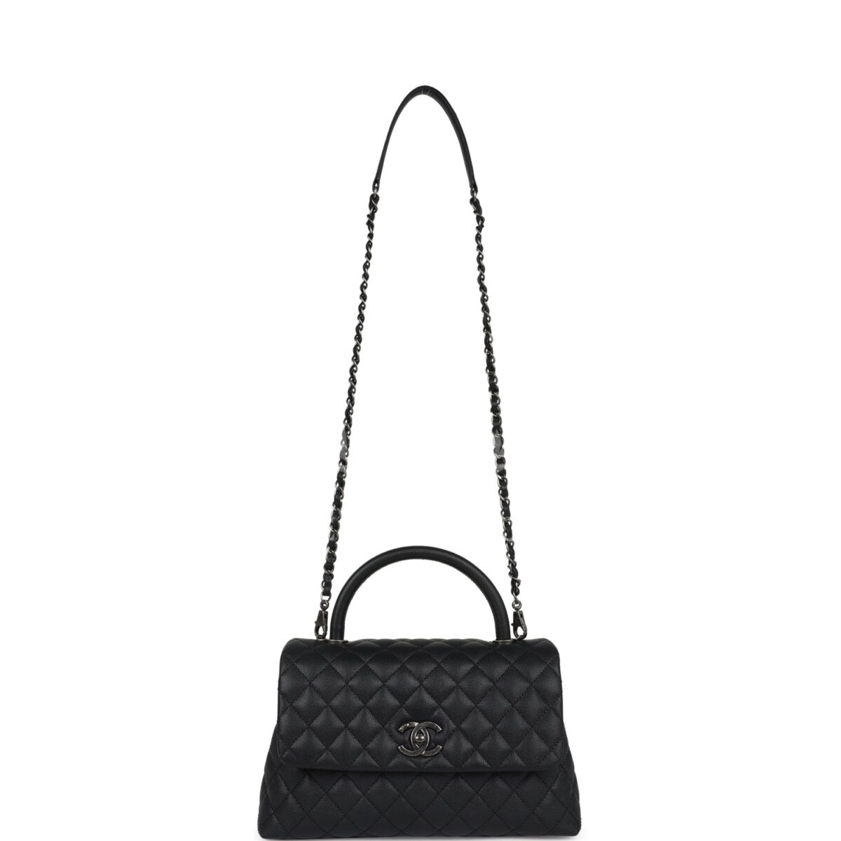 Chanel Medium Coco Top Handle Black Caviar Aged Ruthenium Hardware — изображение 7
