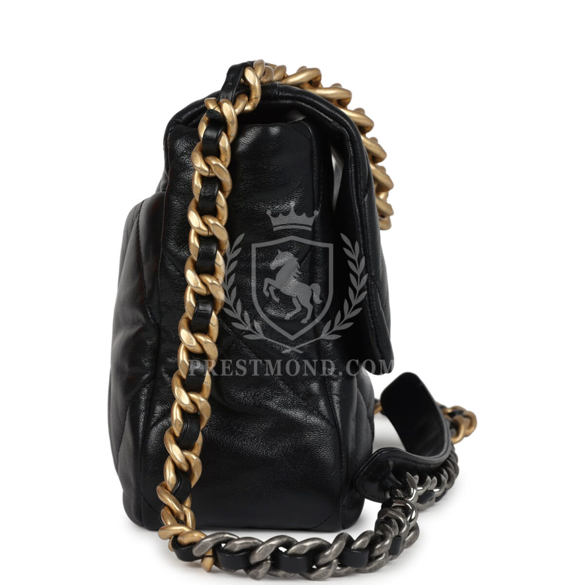 Chanel Large 19 Flap Bag Black Shiny Lambskin Mixed Metal Hardware — изображение 3