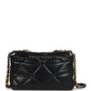 Chanel Large 19 Flap Bag Black Shiny Lambskin Mixed Metal Hardware