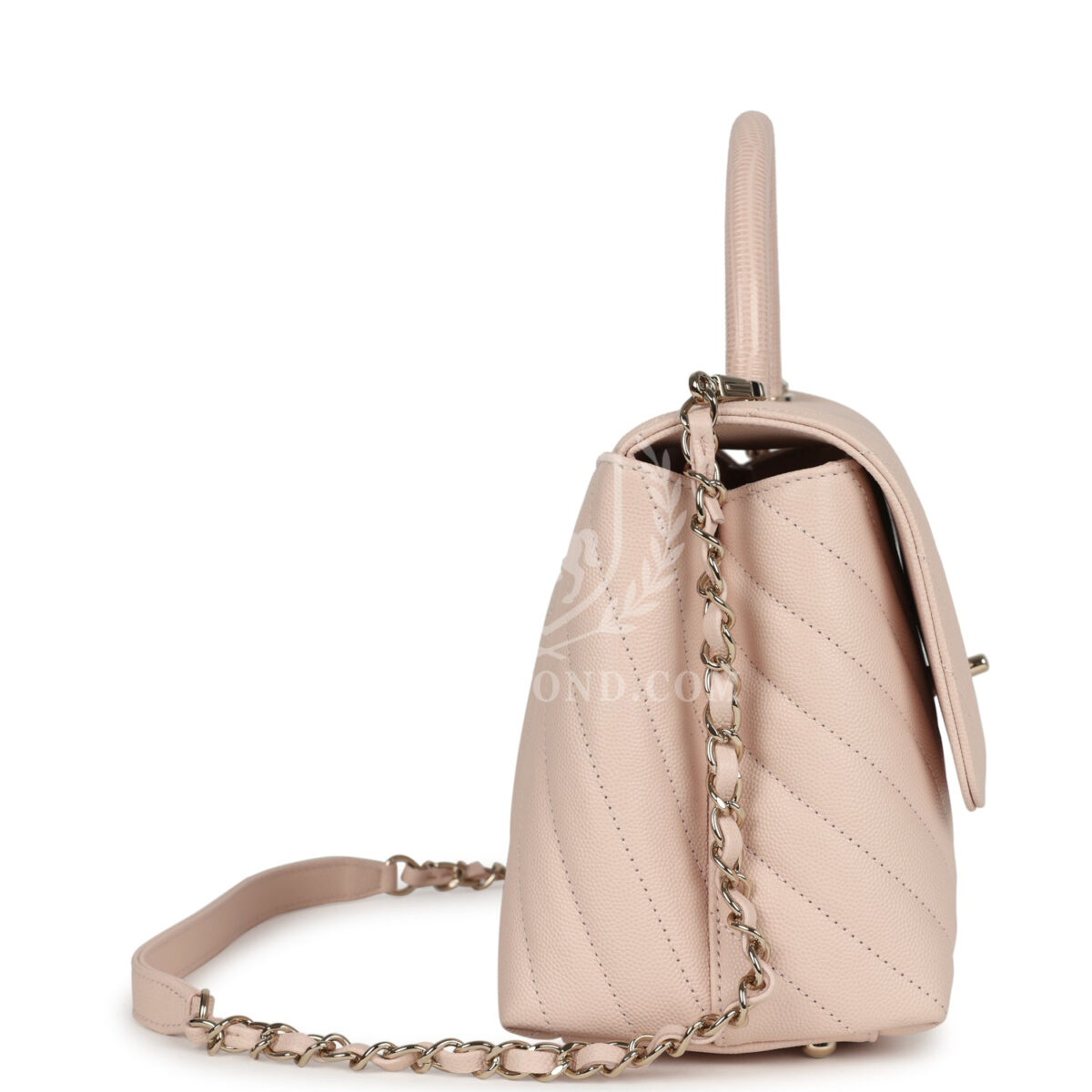 Chanel Medium Coco Top Handle Flap Bag Light Beige Chevron Caviar Light Gold Hardware — изображение 3
