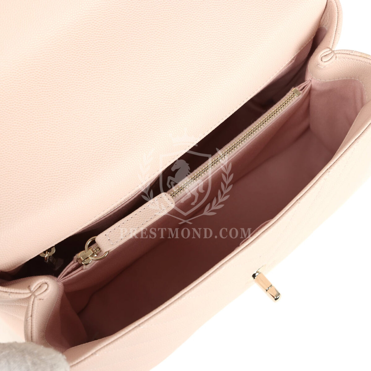 Chanel Medium Coco Top Handle Flap Bag Light Beige Chevron Caviar Light Gold Hardware — изображение 8
