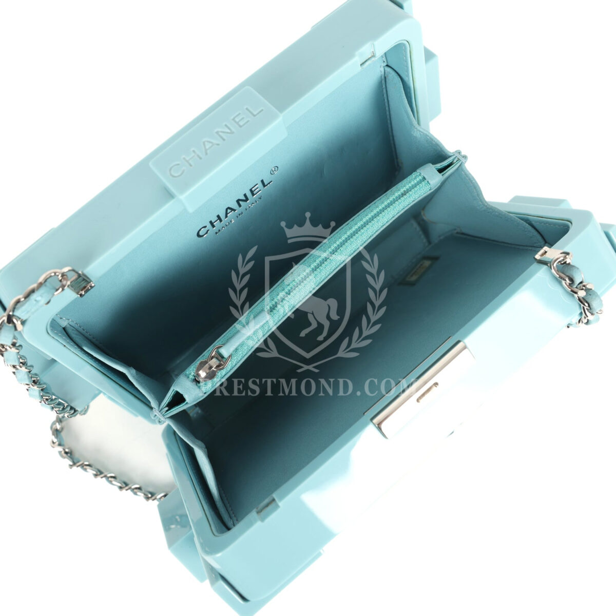 Chanel Supermarket Boy Brick Lego Minaudiere Clutch Light Blue Plexiglass Silver Hardware — изображение 9