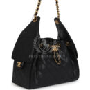 Chanel Small 25 Hobo Bag Black Caviar Antique Gold Hardware