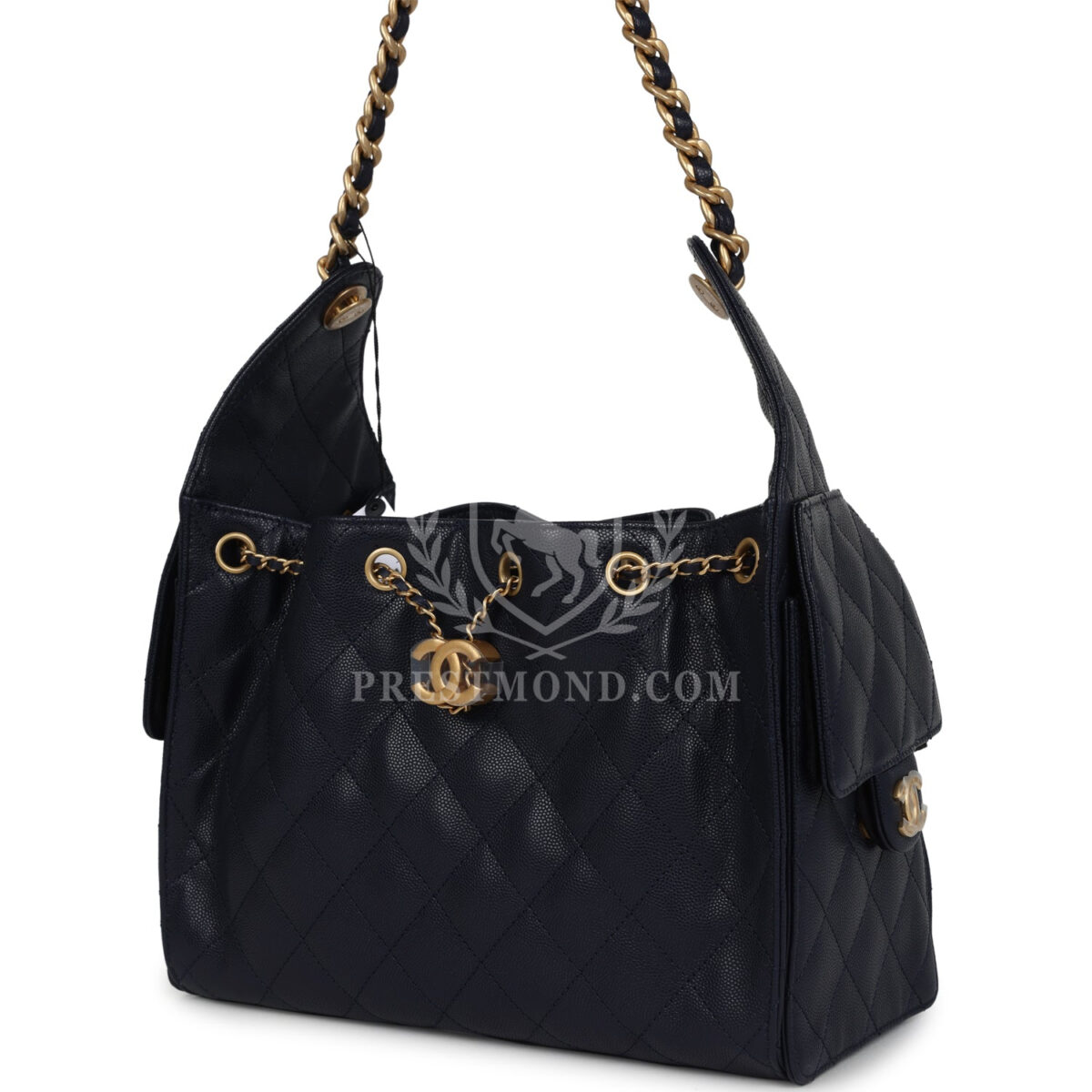 Chanel Small 25 Hobo Bag Dark Navy Caviar Antique Gold Hardware — изображение 5