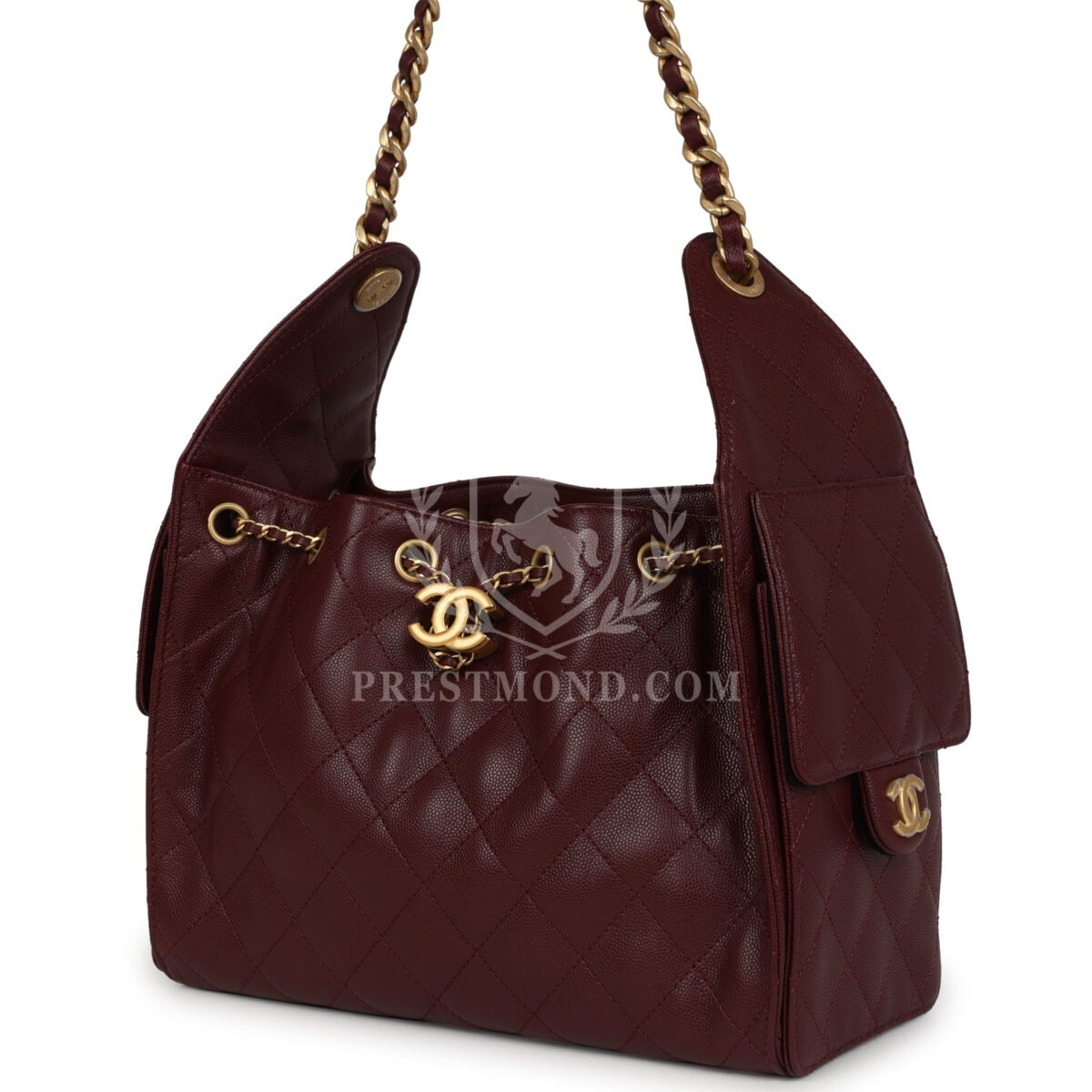 Chanel Small 25 Hobo Bag Burgundy Caviar Antique Gold Hardware — изображение 5