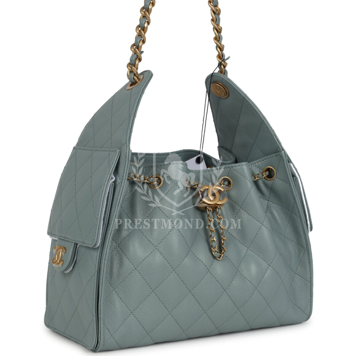 Chanel Small 25 Hobo Bag Green Caviar Antique Gold Hardware — изображение 2