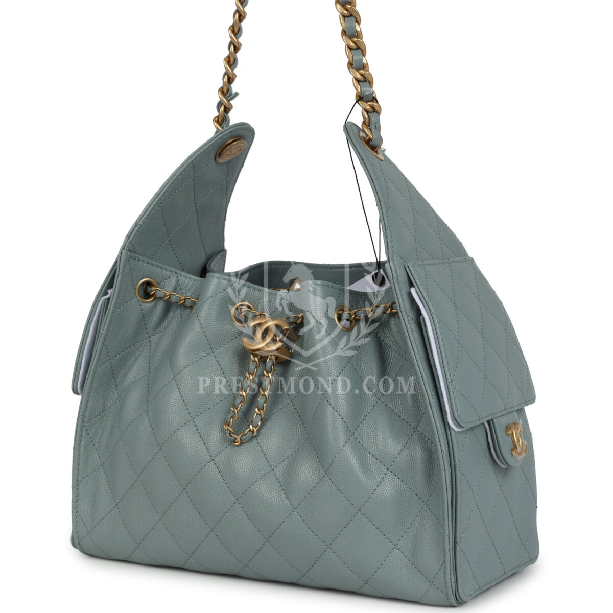 Chanel Small 25 Hobo Bag Green Caviar Antique Gold Hardware — изображение 5