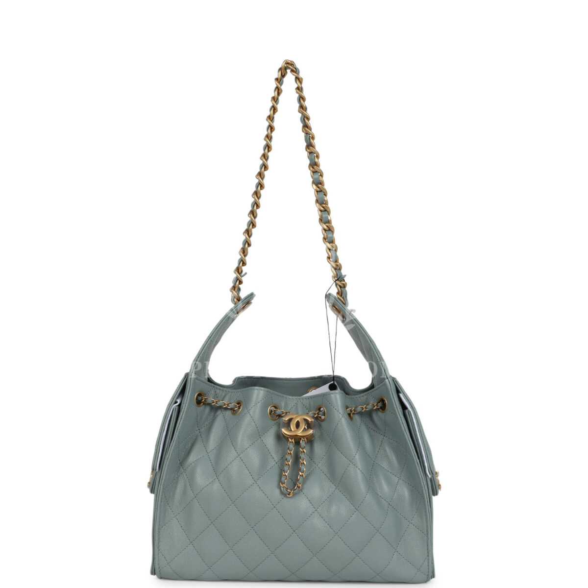 Chanel Small 25 Hobo Bag Green Caviar Antique Gold Hardware — изображение 6