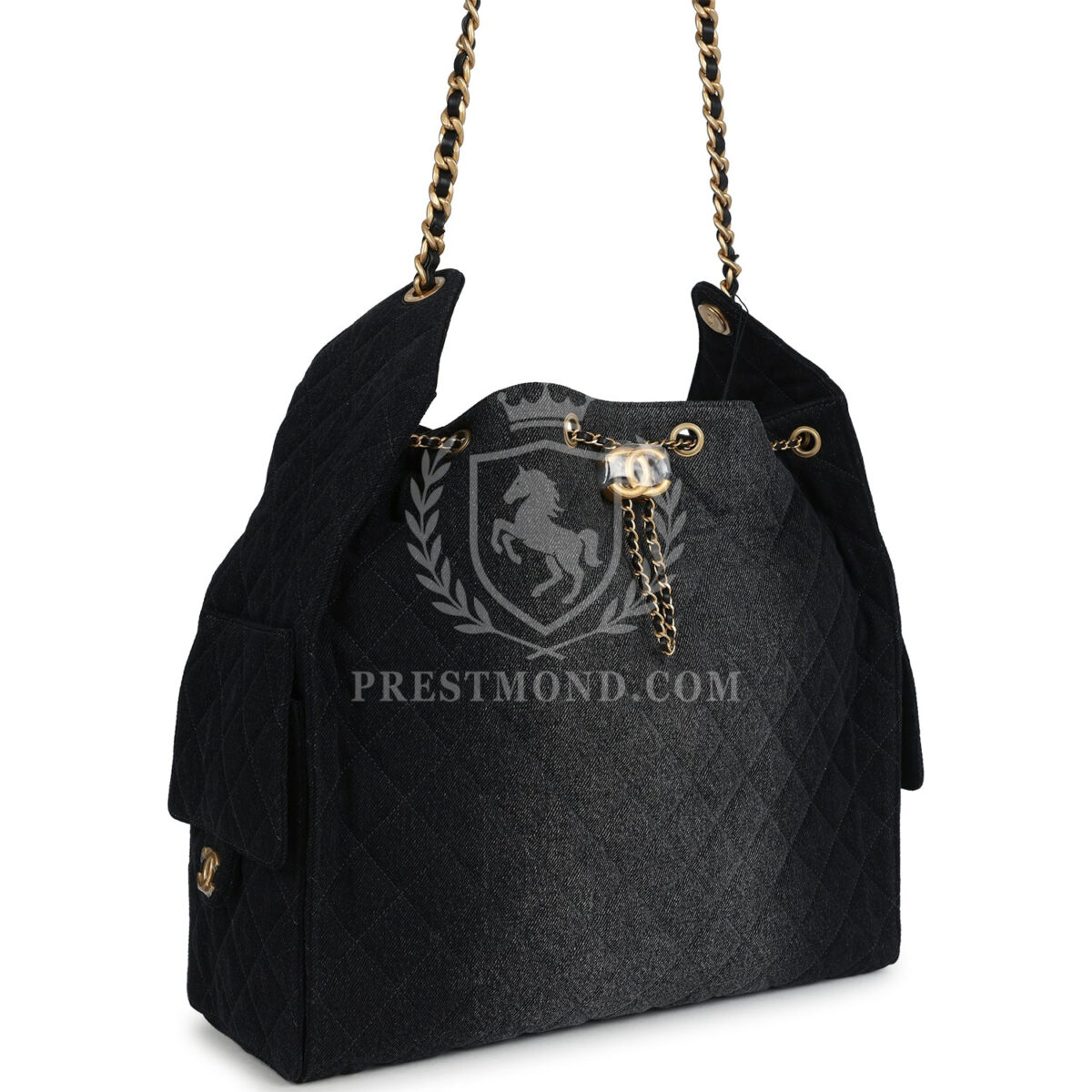 Chanel Large 25 Hobo Bag Black Washed Denim Antique Gold Hardware — изображение 2