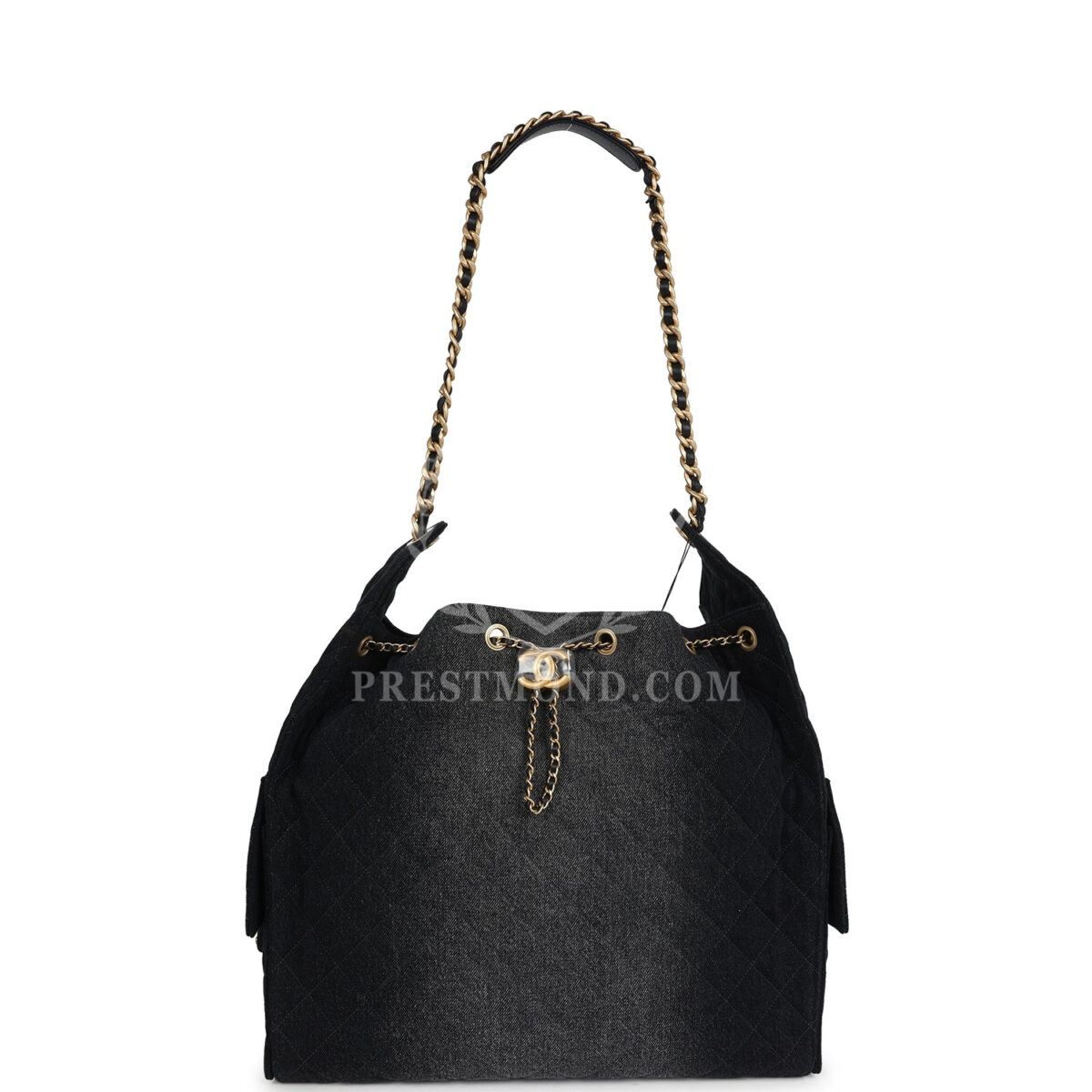 Chanel Large 25 Hobo Bag Black Washed Denim Antique Gold Hardware — изображение 6