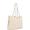 Chanel Large Classic CC Shopping Tote Bag Light Beige Caviar Silver Hardware