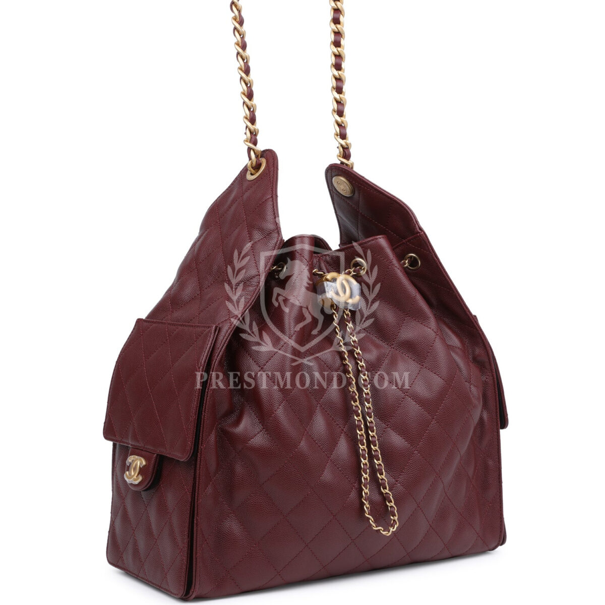 Chanel Medium 25 Hobo Bag Burgundy Caviar Antique Gold Hardware — изображение 2