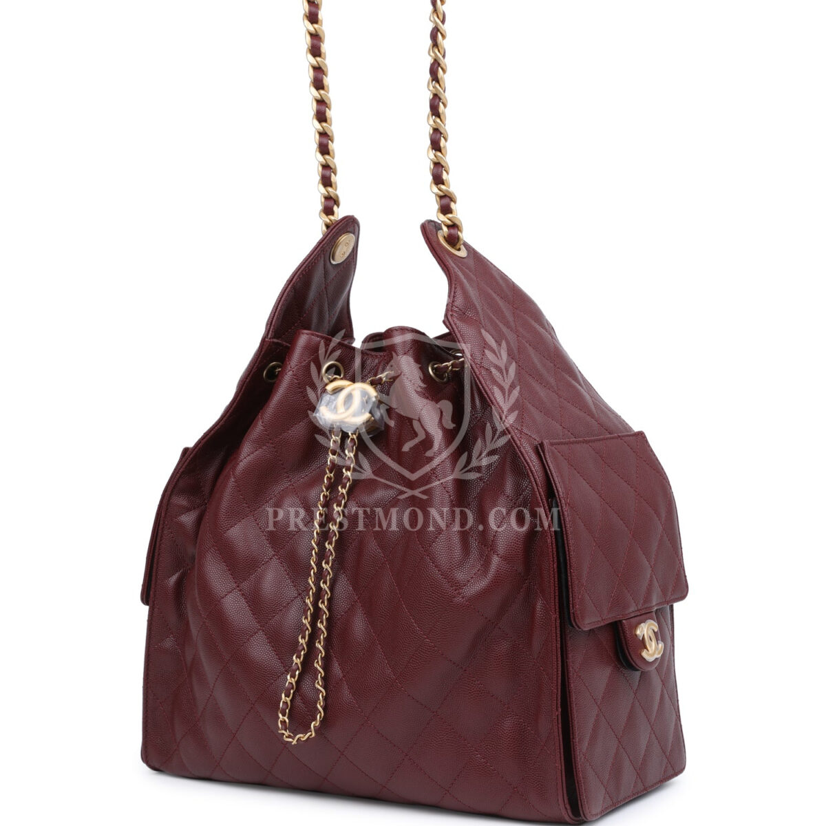 Chanel Medium 25 Hobo Bag Burgundy Caviar Antique Gold Hardware — изображение 5