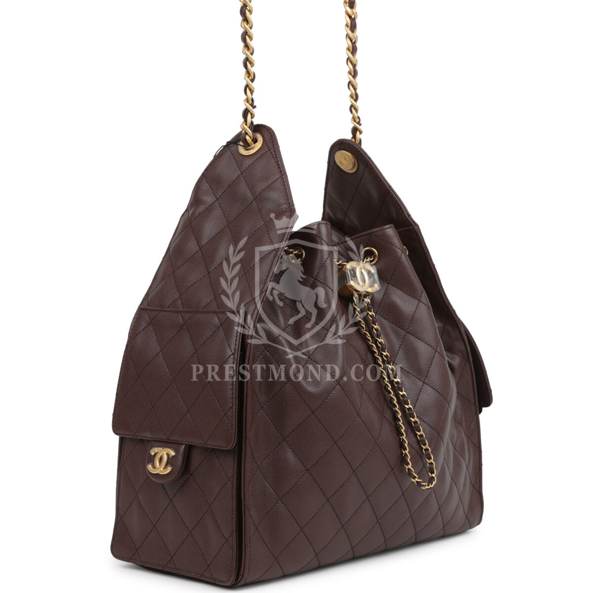 Chanel Medium 25 Hobo Bag Dark Brown Caviar Antique Gold Hardware — изображение 2