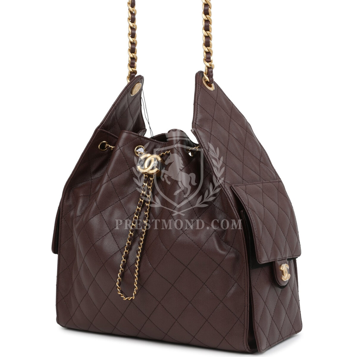 Chanel Medium 25 Hobo Bag Dark Brown Caviar Antique Gold Hardware — изображение 5