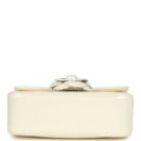 Chanel Mini Camellia Flap Bag Off White Patent Silver Hardware