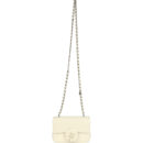 Chanel Mini Camellia Flap Bag Off White Patent Silver Hardware
