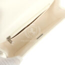 Chanel Mini Camellia Flap Bag Off White Patent Silver Hardware