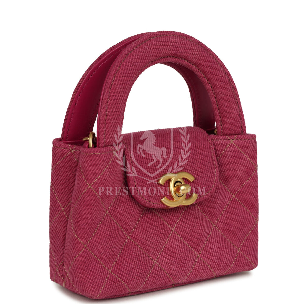 Chanel Nano Kelly Shopper Fuchsia Washed Denim Brushed Gold Hardware — изображение 2