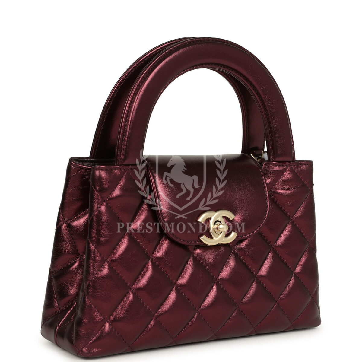 Chanel Small Kelly Shopper Metallic Burgundy Calfskin Brushed Gold Hardware — изображение 2