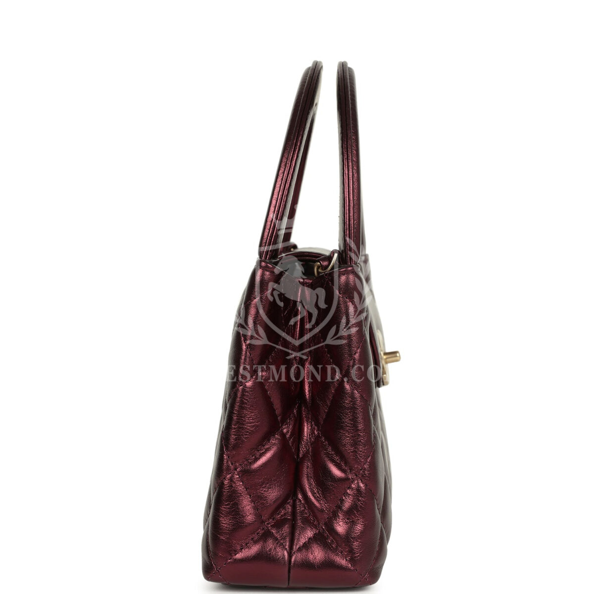 Chanel Small Kelly Shopper Metallic Burgundy Calfskin Brushed Gold Hardware — изображение 3