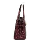 Chanel Small Kelly Shopper Metallic Burgundy Calfskin Brushed Gold Hardware