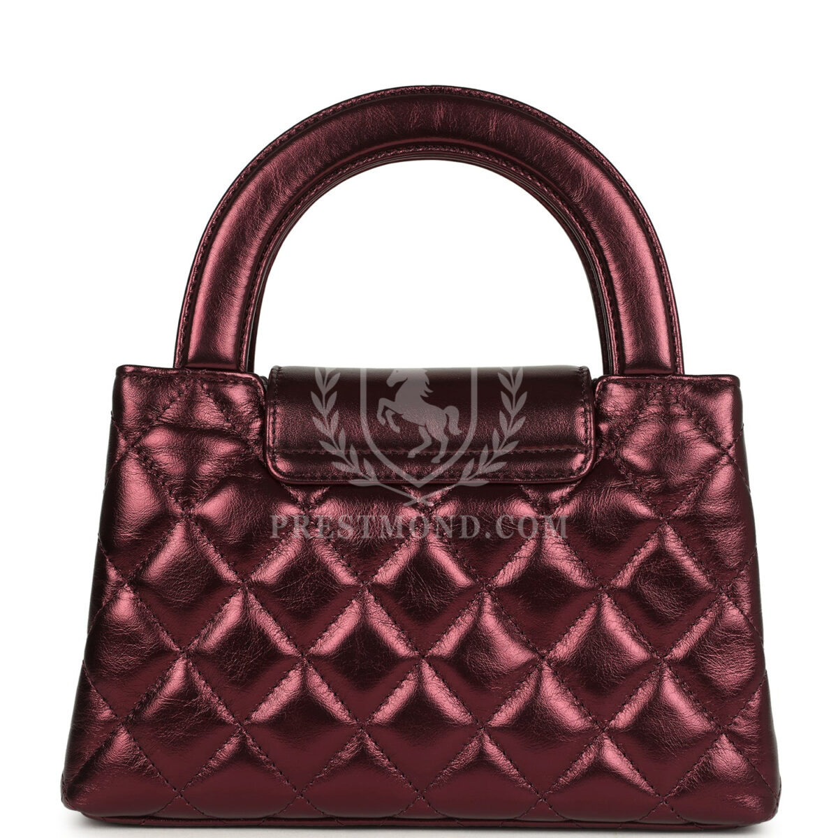 Chanel Small Kelly Shopper Metallic Burgundy Calfskin Brushed Gold Hardware — изображение 4