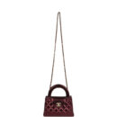 Chanel Small Kelly Shopper Metallic Burgundy Calfskin Brushed Gold Hardware