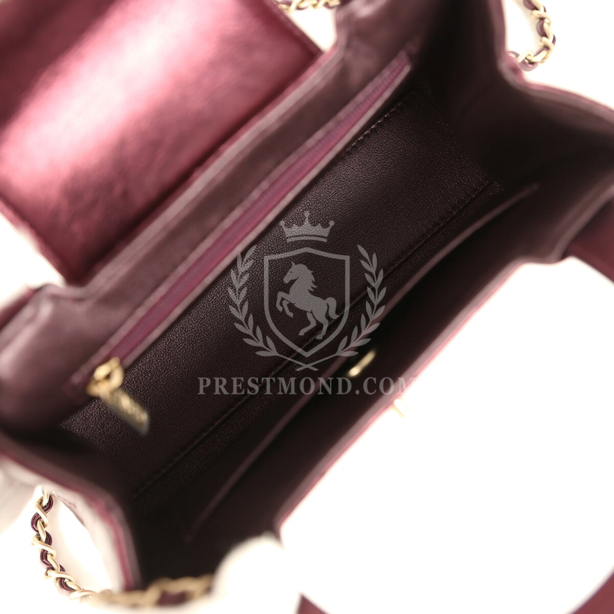 Chanel Small Kelly Shopper Metallic Burgundy Calfskin Brushed Gold Hardware — изображение 8