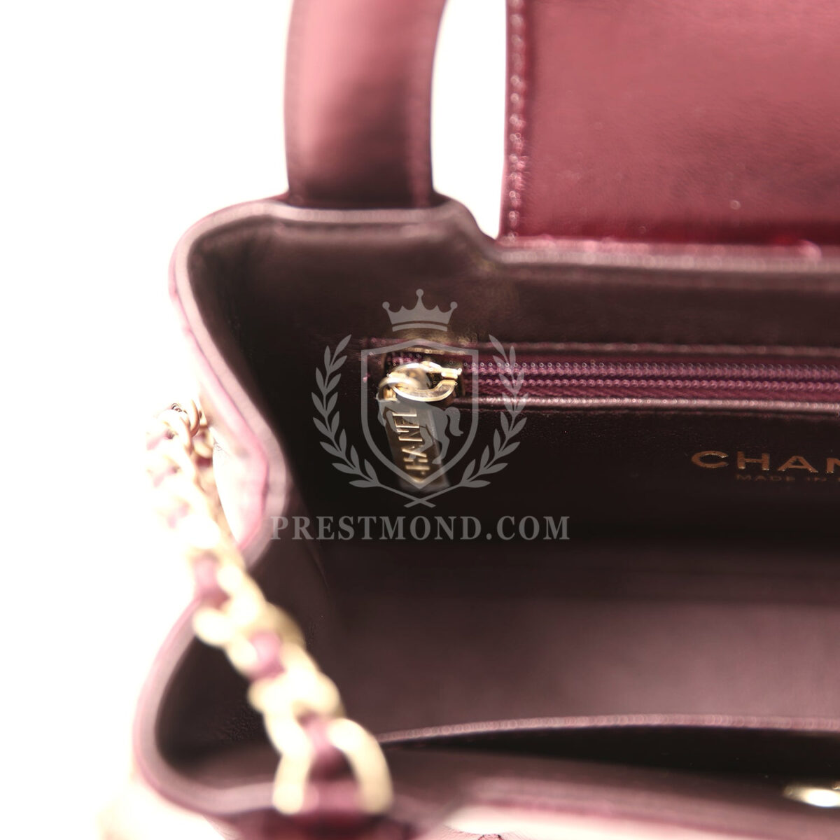 Chanel Small Kelly Shopper Metallic Burgundy Calfskin Brushed Gold Hardware — изображение 10