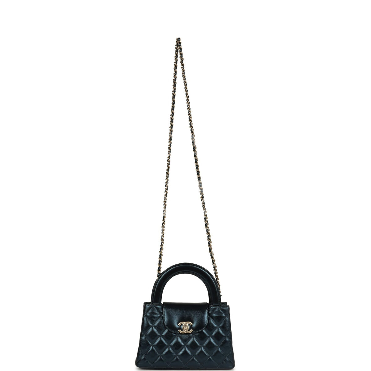 Chanel Small Kelly Shopper Metallic Blue Calfskin Brushed Gold Hardware — изображение 7