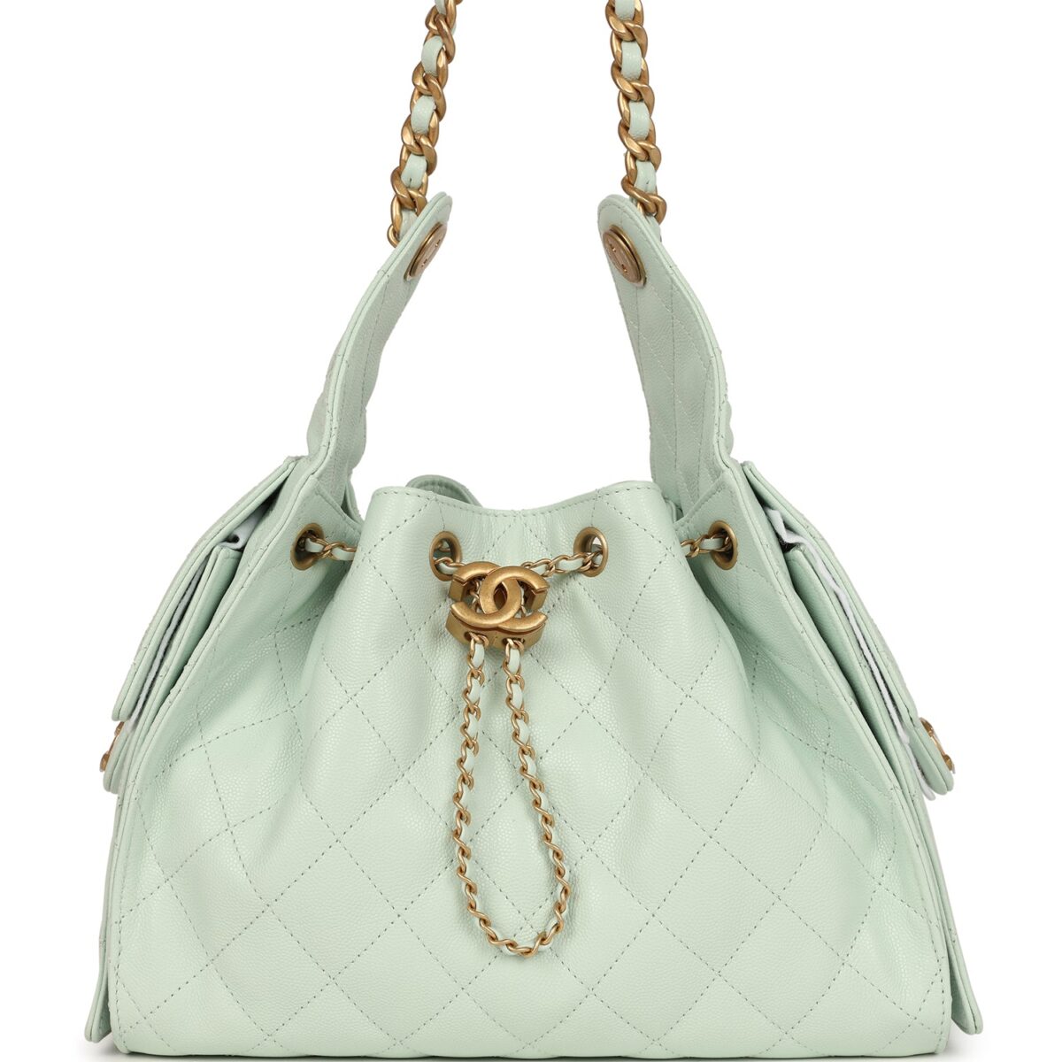 Chanel Small 25 Hobo Bag Light Green Caviar Antique Gold Hardware