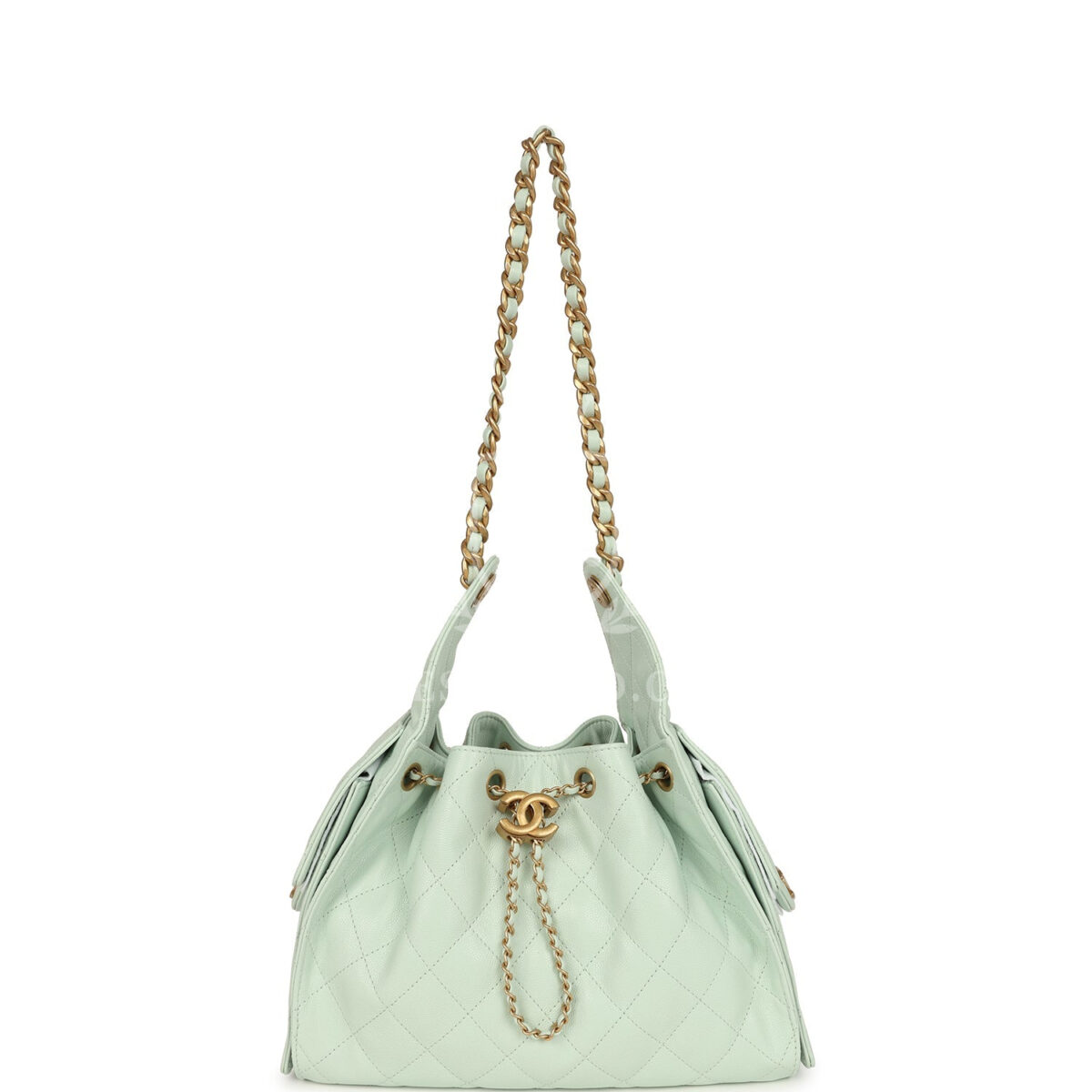 Chanel Small 25 Hobo Bag Light Green Caviar Antique Gold Hardware — изображение 6