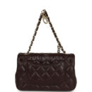 Chanel Nano Classic Double Flap Bag Charm Dark Brown Lambskin Light Gold Hardware