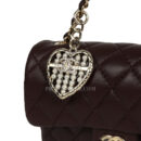 Chanel Nano Classic Double Flap Bag Charm Dark Brown Lambskin Light Gold Hardware