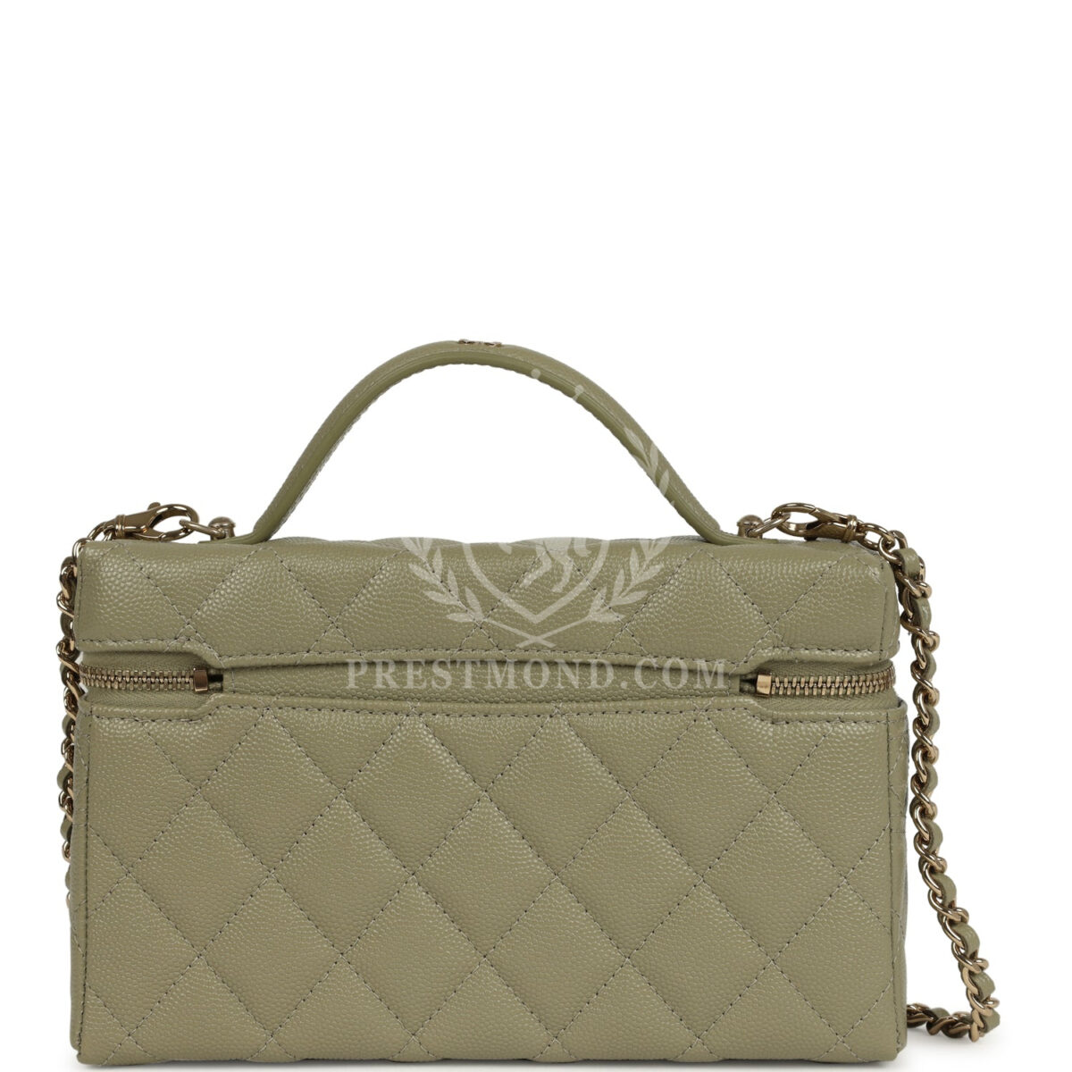 Chanel Trendy Top Handle Long Vanity Case with Chain Khaki Caviar Light Gold Hardware — изображение 4