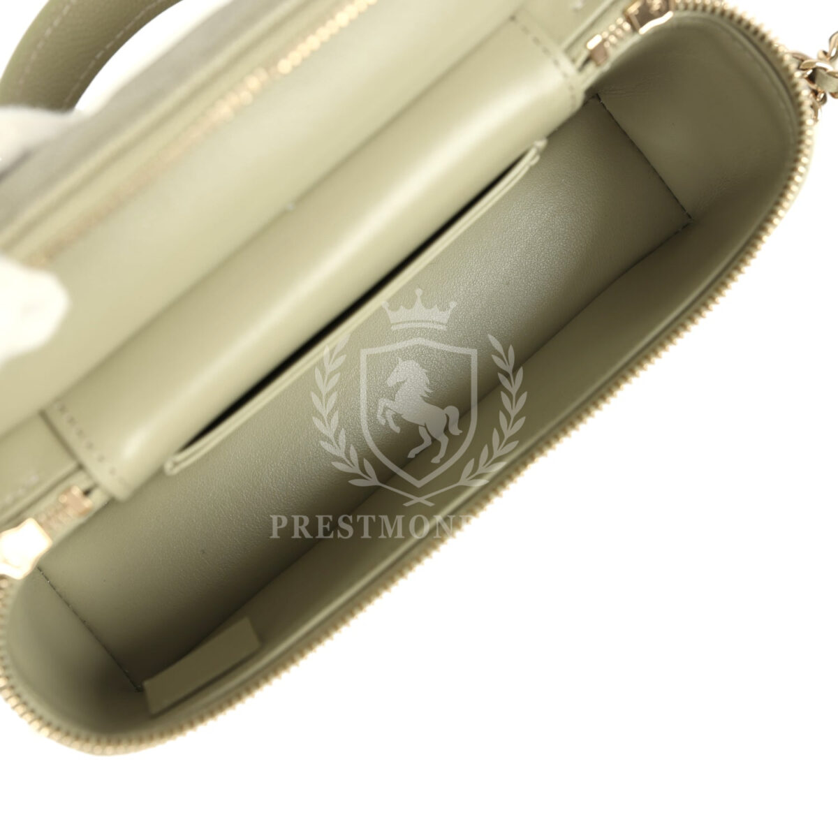 Chanel Trendy Top Handle Long Vanity Case with Chain Khaki Caviar Light Gold Hardware — изображение 8